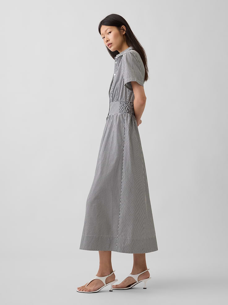 Image number 3 showing, Poplin Smocked-Waist Maxi Shirtdress