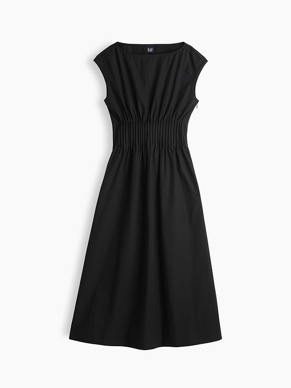 Poplin Pintuck Maxi Dress