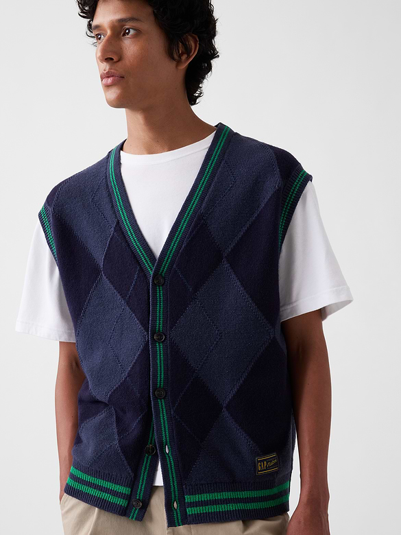 Gap × Malbon Oversized Argyle Sweater Vest