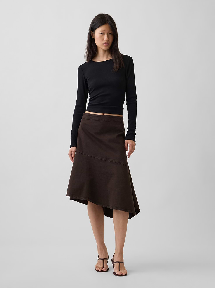 Image number 5 showing, Denim Asymmetrical Midi Skirt