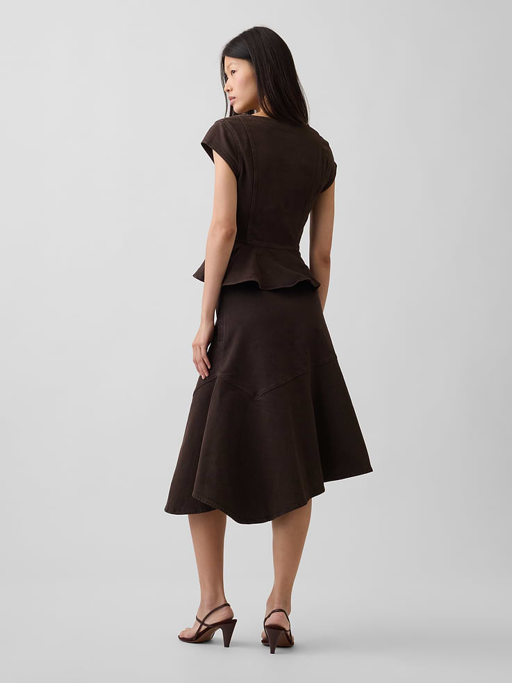 Image number 2 showing, Denim Asymmetrical Midi Skirt