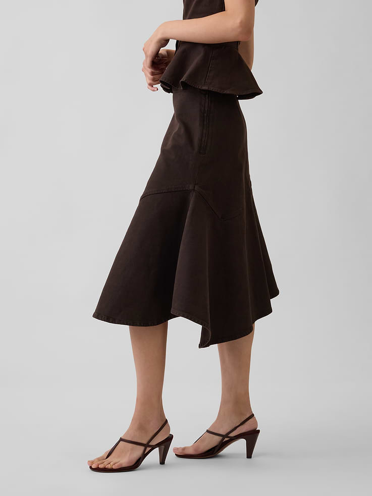 Image number 3 showing, Denim Asymmetrical Midi Skirt