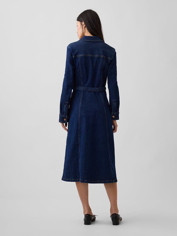 Image number 2 showing, Denim Tie-Belt Midi Dress
