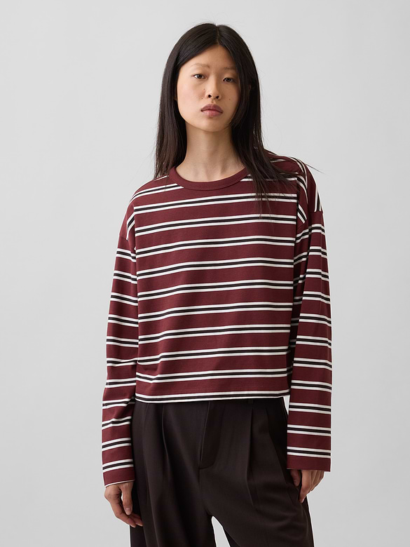 Knit Oversized Crop T-Shirt