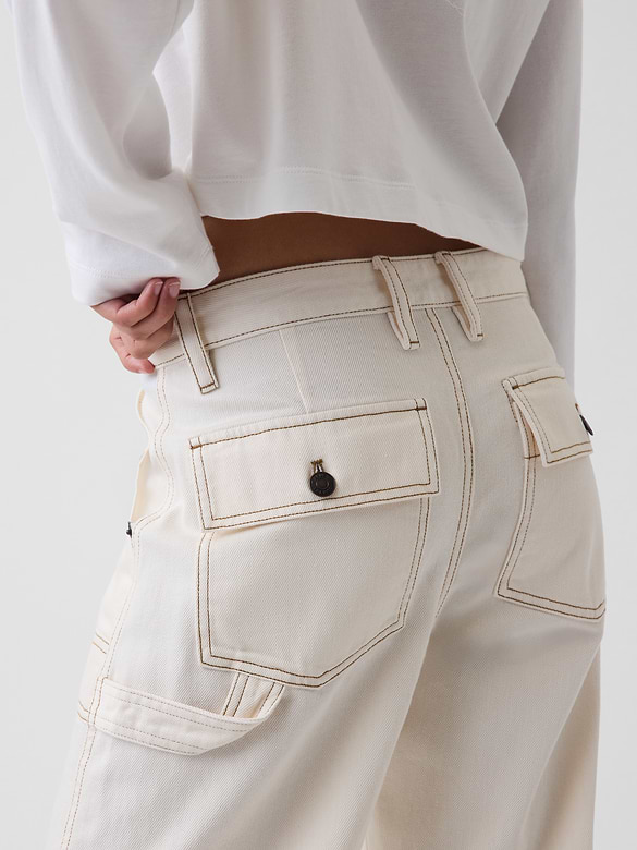 Mid Rise Barrel Utility Ankle Pants