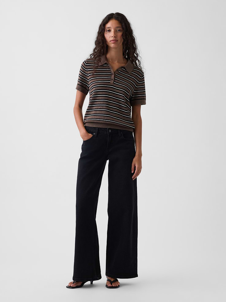 Image number 2 showing, 100% Cotton Stripe Polo Sweater Shirt