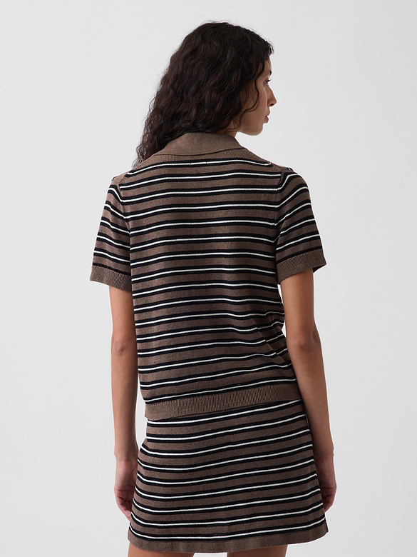 100% Cotton Stripe Polo Sweater Shirt