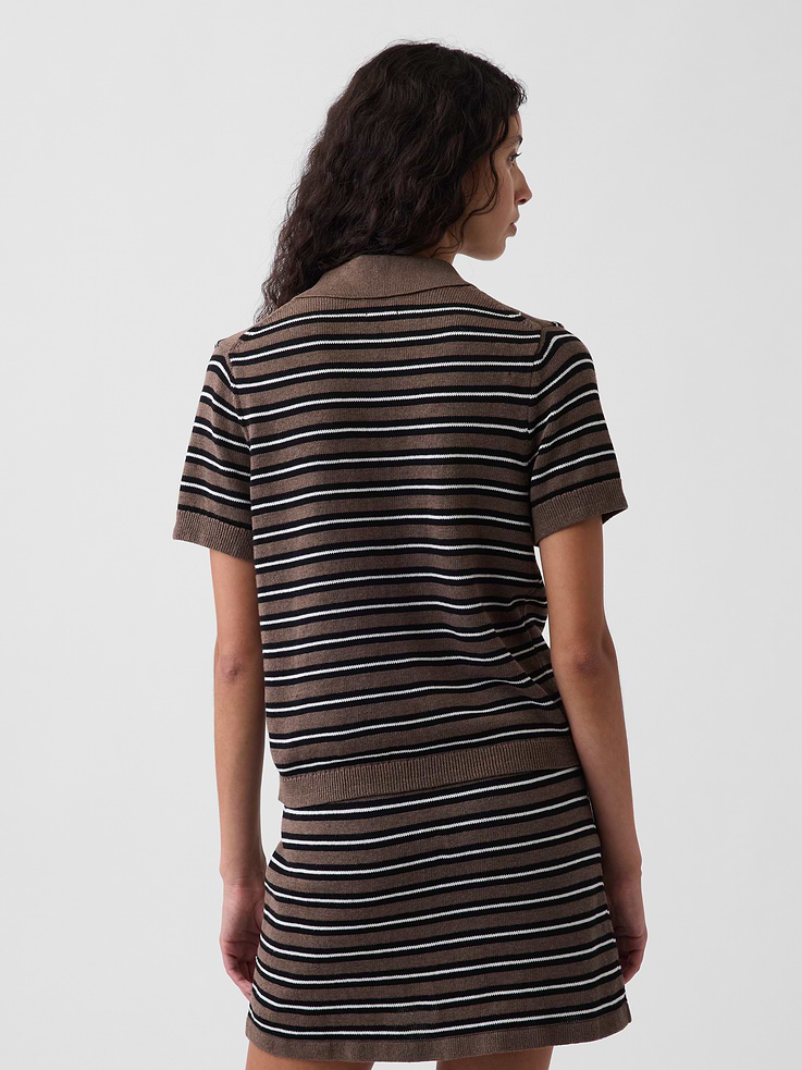 Image number 3 showing, 100% Cotton Stripe Polo Sweater Shirt