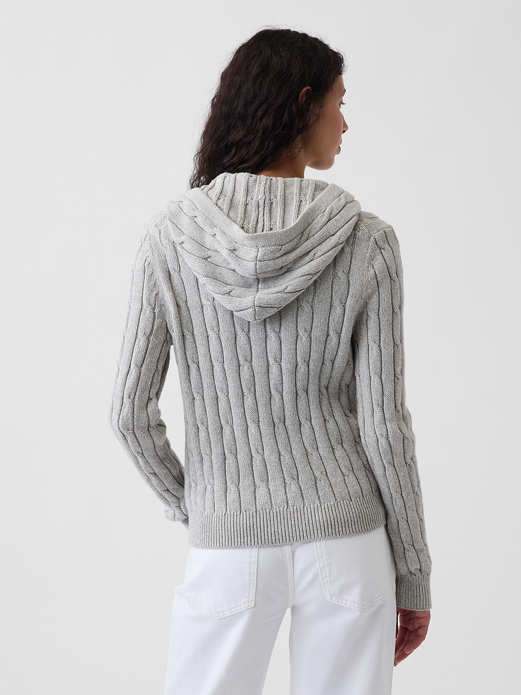 L'image numéro 3 présente Cardigan à glissière en tricot torsadé 100 % coton