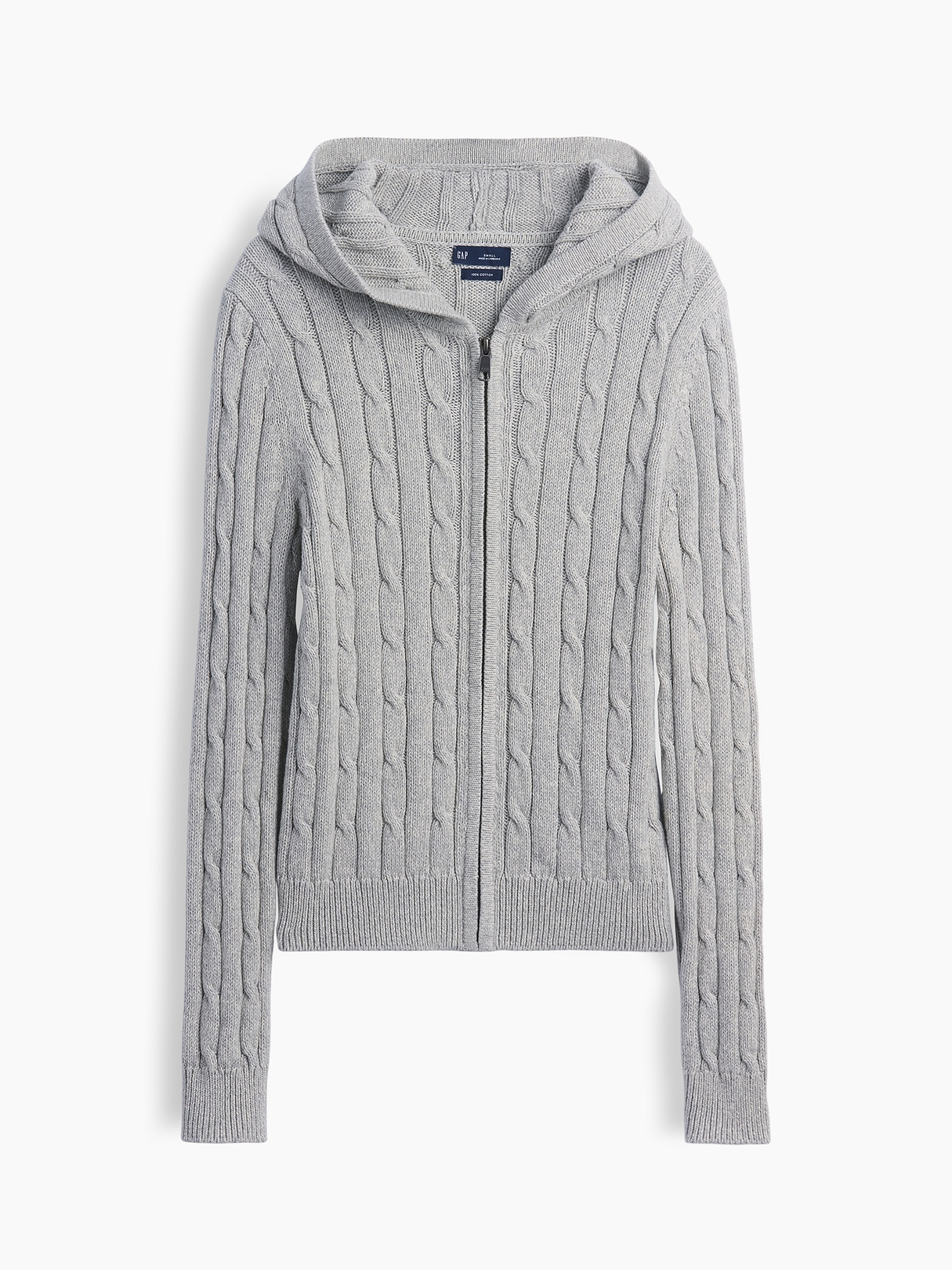 100% Cotton Cable-Knit Zip Cardigan | Gap