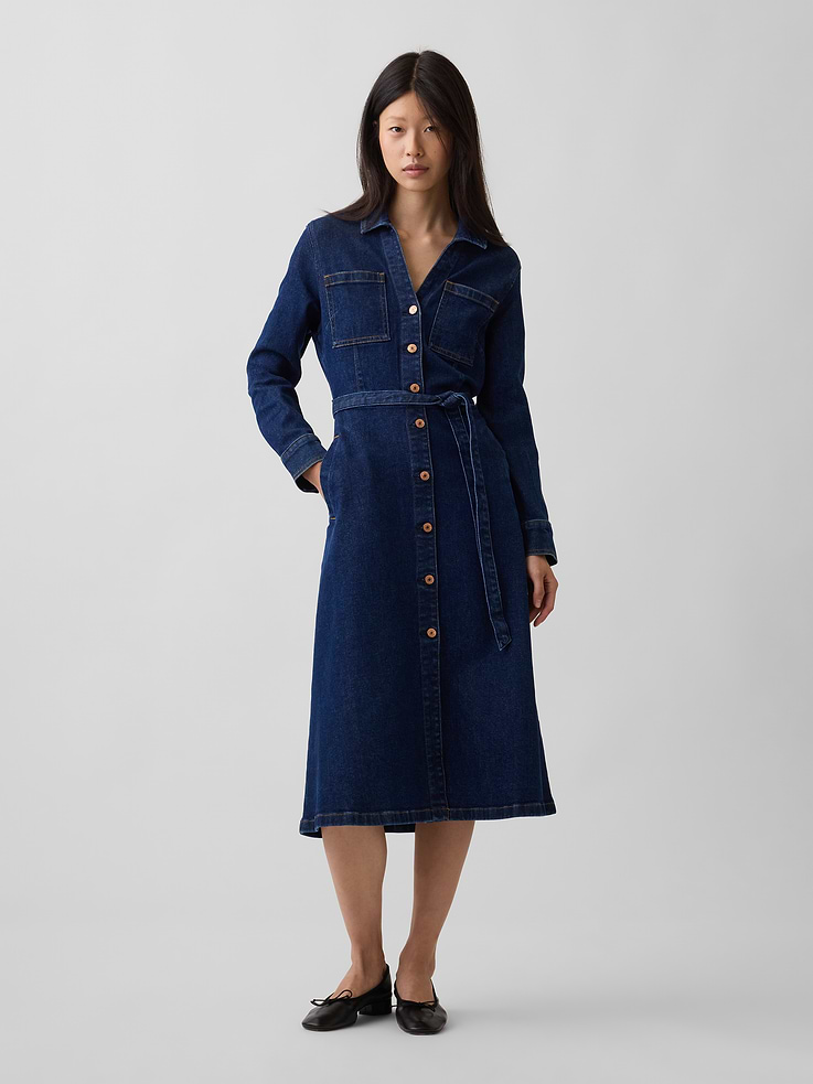 Image number 6 showing, Denim Tie-Belt Midi Dress