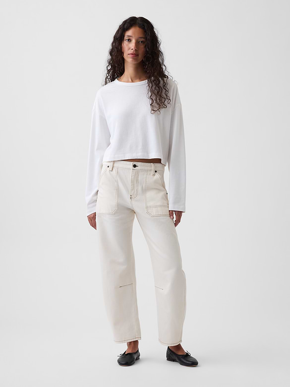 Mid Rise Barrel Utility Ankle Pants