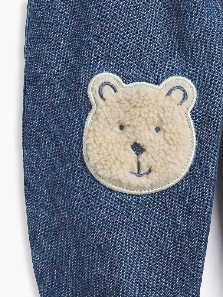 Image 3 of 3, Baby Brannan Bear Patch Pull-On Jeans