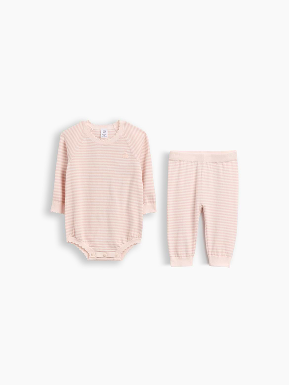 Baby Stripe Sweater Bodysuit Set