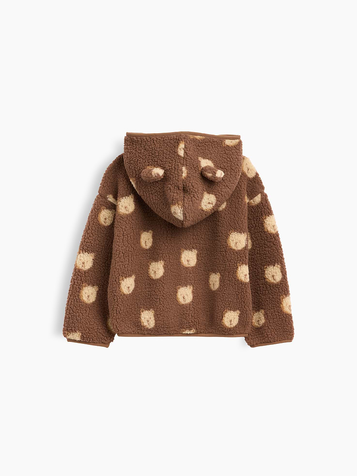 L'image numéro 2 présente Veste à capuchon en sherpa à oreilles d’ourson pour Bébé et Tout-petit