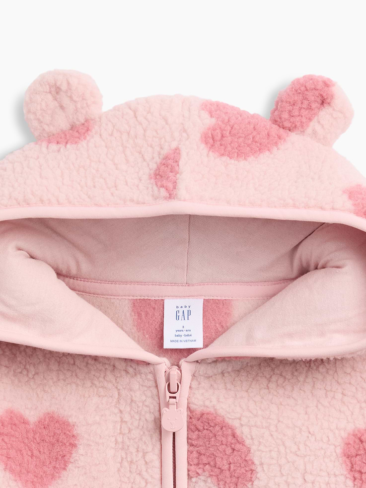 L'image numéro 3 présente Veste à capuchon en sherpa à oreilles d’ourson pour Bébé et Tout-petit