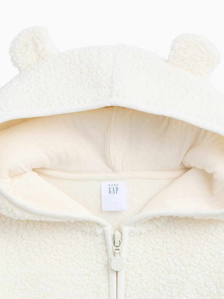 Image 3 de 3, Veste à capuchon en sherpa à oreilles d’ourson pour Bébé et Tout-petit