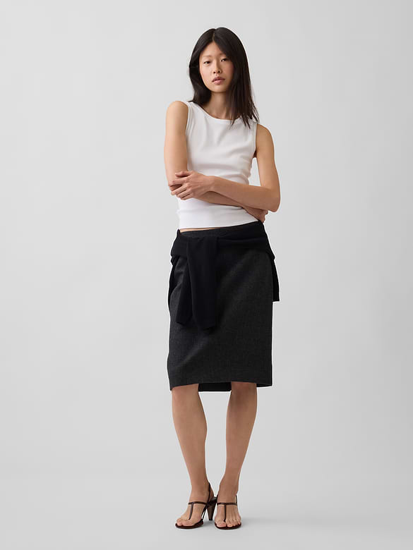 Herringbone Knee-Length Skirt