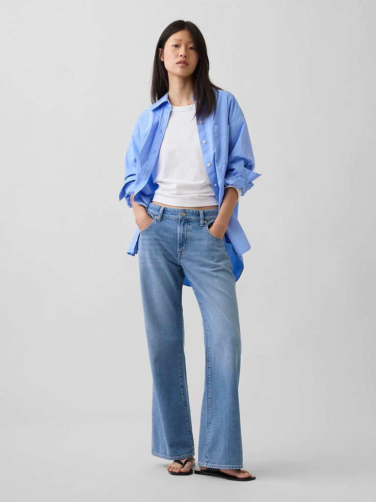 Image number 1 showing, Low Rise UltraSoft Baggy Flare Jeans