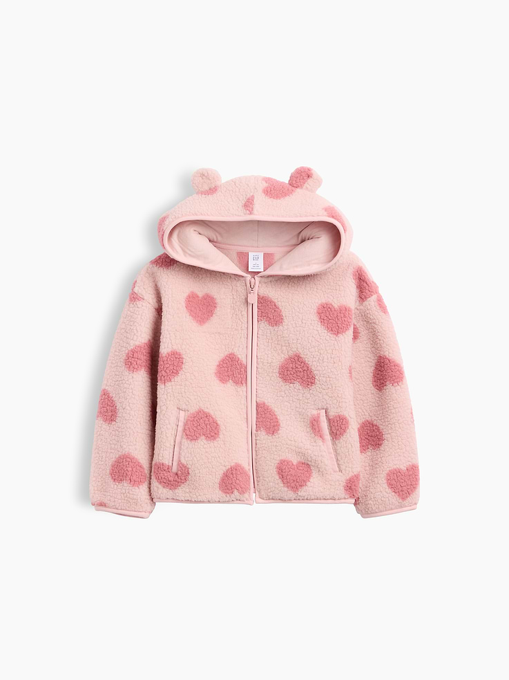 L'image numéro 1 présente Veste à capuchon en sherpa à oreilles d’ourson pour Bébé et Tout-petit