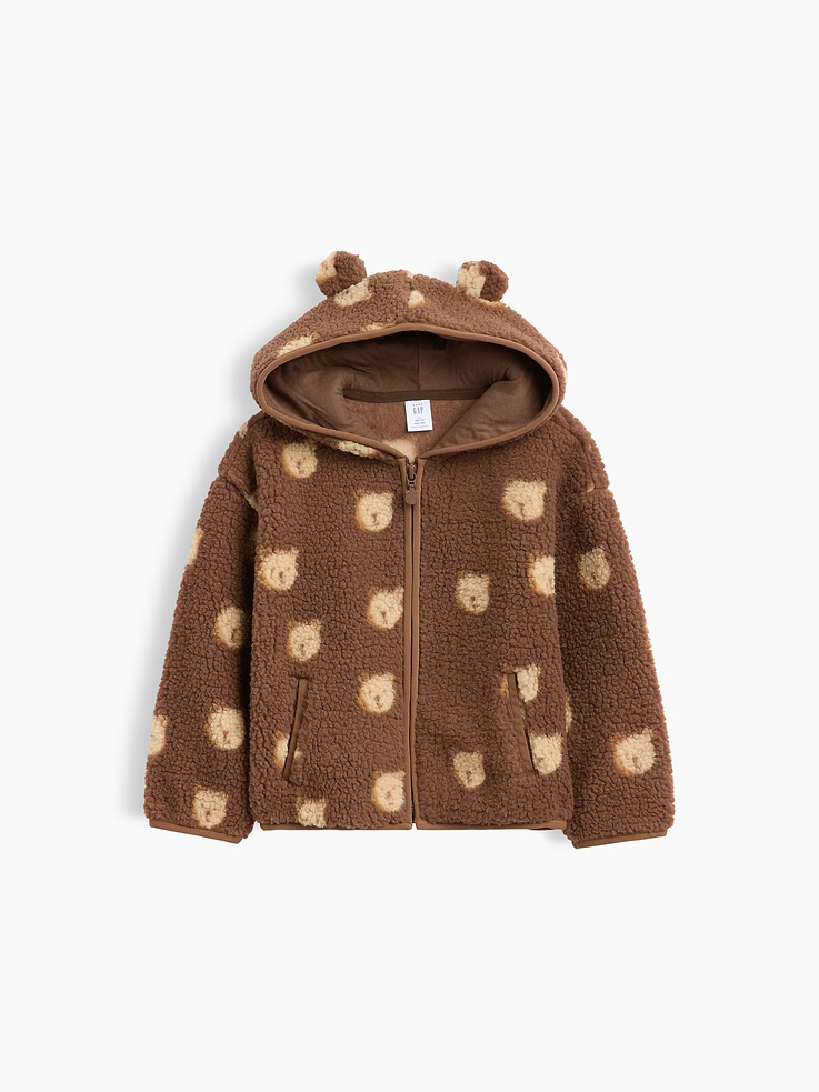 L'image numéro 1 présente Veste à capuchon en sherpa à oreilles d’ourson pour Bébé et Tout-petit