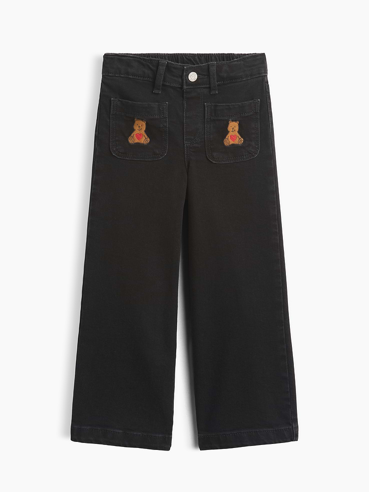 Image number 1 showing, babyGap Embroidered Wide-Leg Jeans