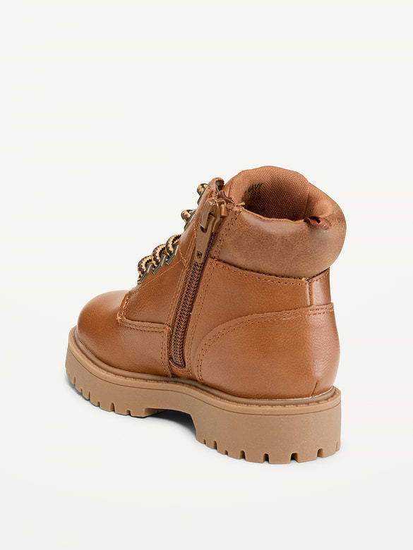Faux-Leather Work Boots for Toddler Boys