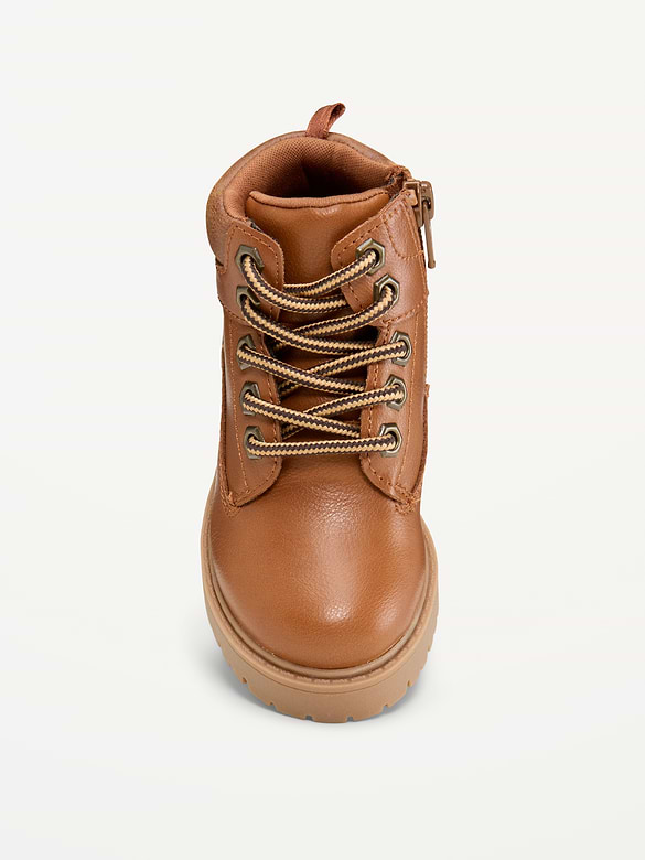 Faux-Leather Work Boots for Toddler Boys
