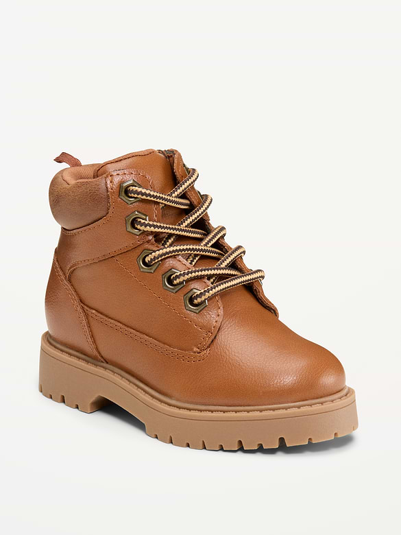 Faux-Leather Work Boots for Toddler Boys