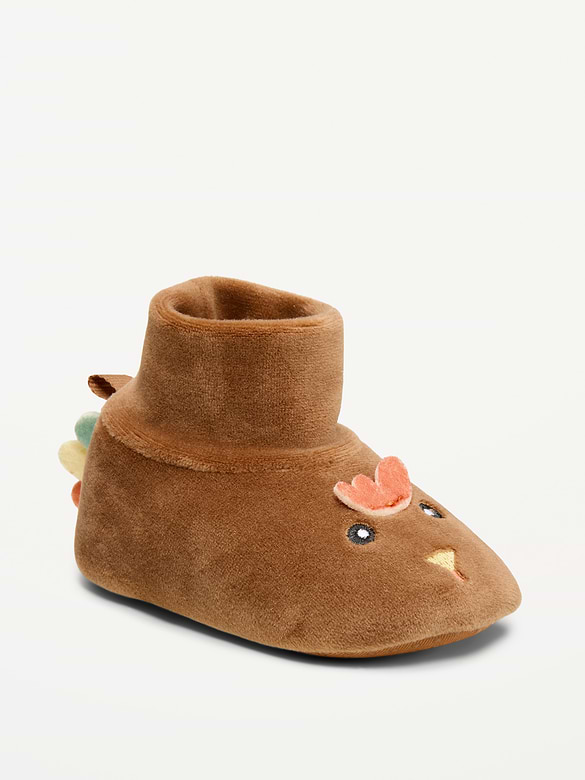 Velour Turkey Slippers for Baby