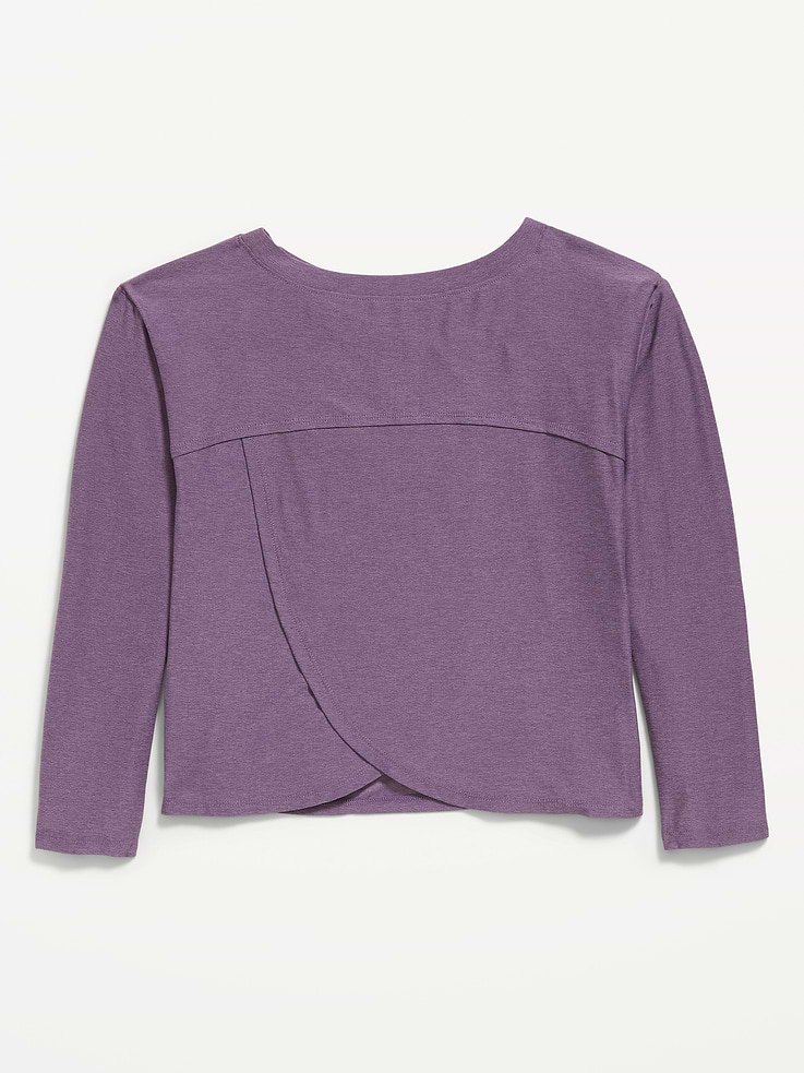 Image 4 of 4, CloudMotion Long-Sleeve Cross-Back Top for Girls