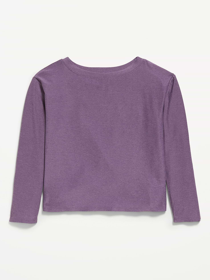 Image 3 of 4, CloudMotion Long-Sleeve Cross-Back Top for Girls