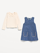 Image number 5 showing, Long-Sleeve Collared Top and Dress Set for Toddler Girls