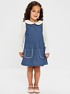 Image number 1 showing, Long-Sleeve Collared Top and Dress Set for Toddler Girls