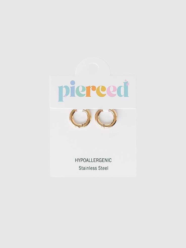 Image number 1 showing, Pierced Co Gold 8mm Huggie Earrings