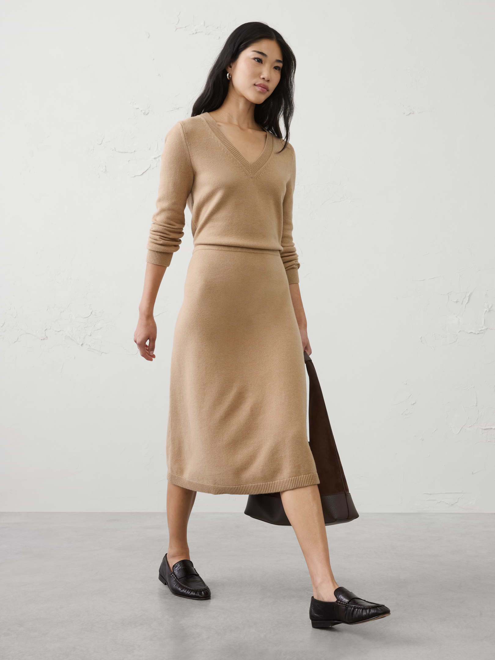 Image number 1 showing, Vee-Neck Sweater Midi Dress