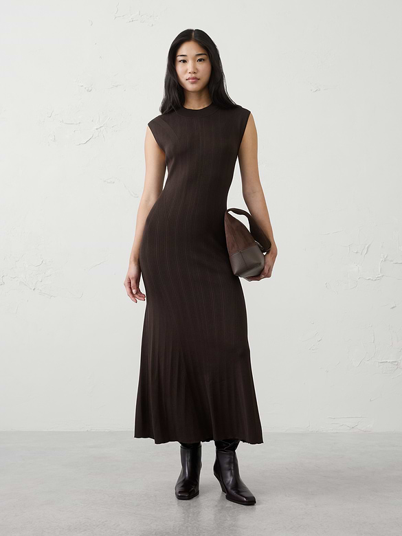 Ribbed Mock-Neck Sweater Maxi Dress