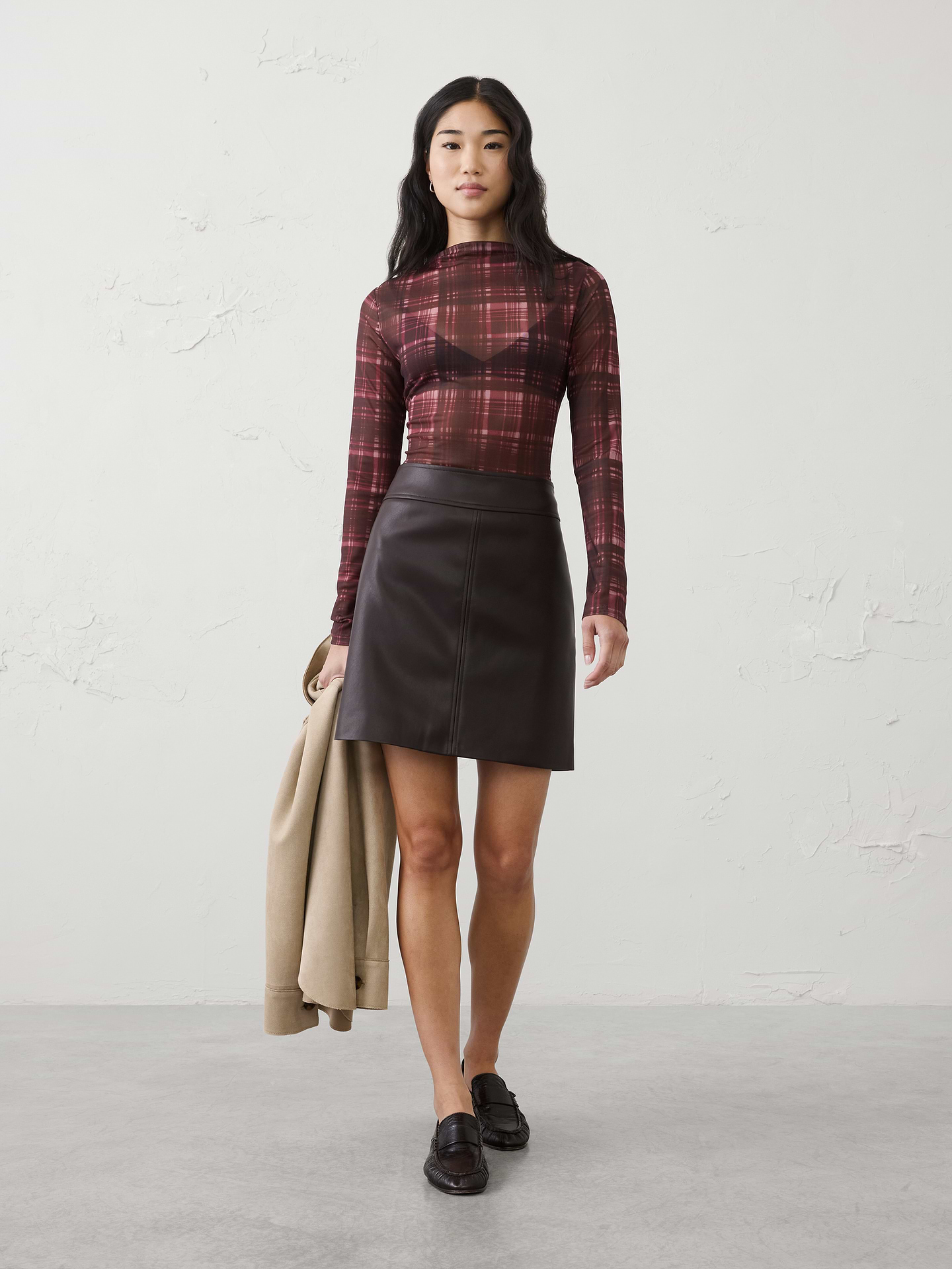 Image number 1 showing, Mesh Mock-Neck Top