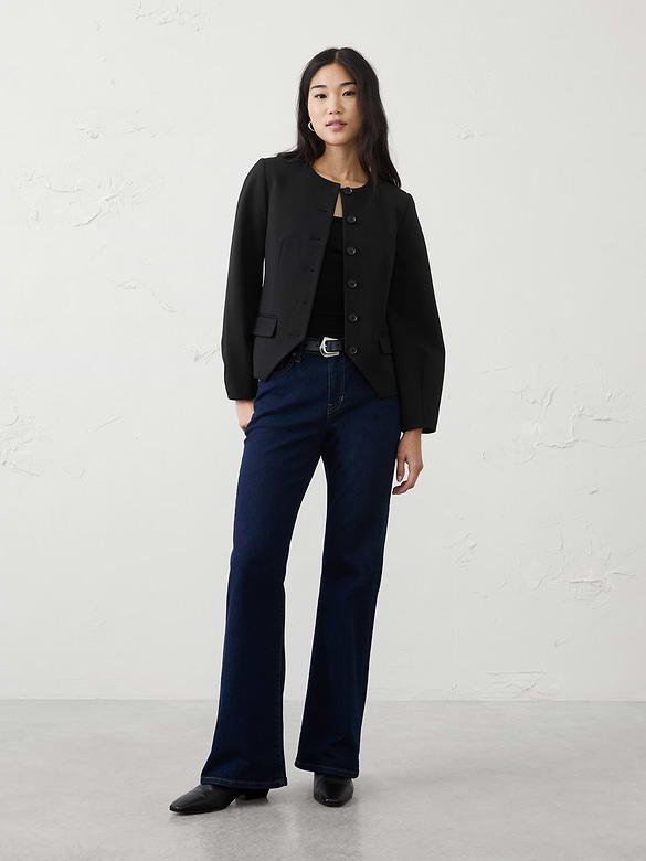 Ponte Collarless Blazer
