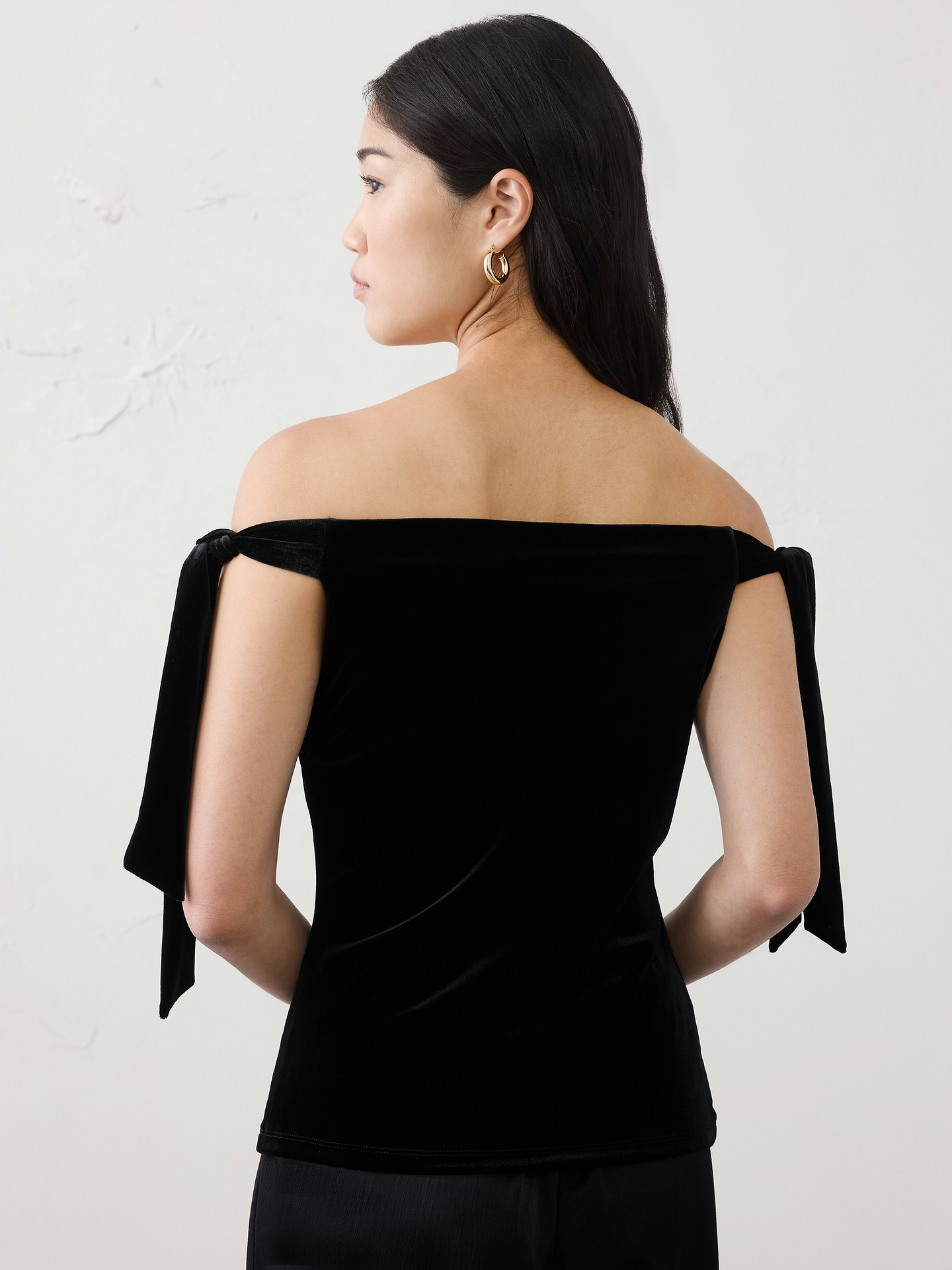 Image number 2 showing, Velvet Off-Shoulder Tie Top