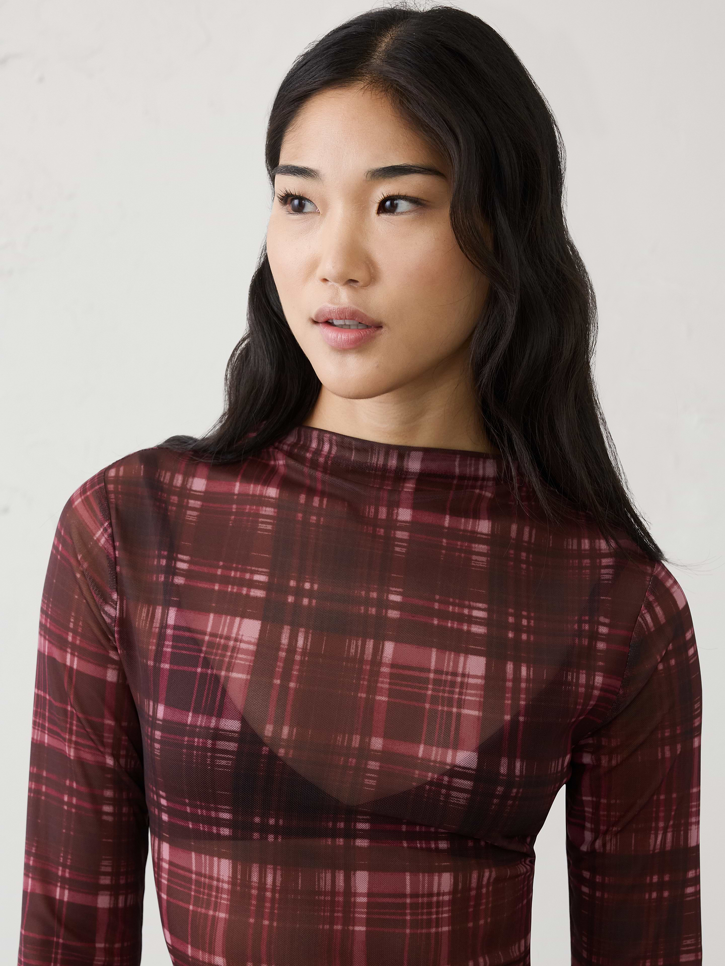 Image number 3 showing, Mesh Mock-Neck Top