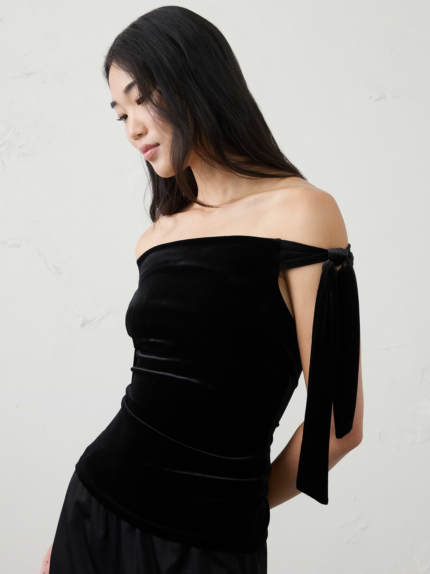 Image number 3 showing, Velvet Off-Shoulder Tie Top