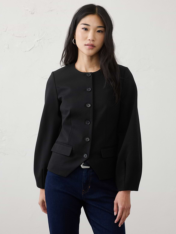 Ponte Collarless Blazer