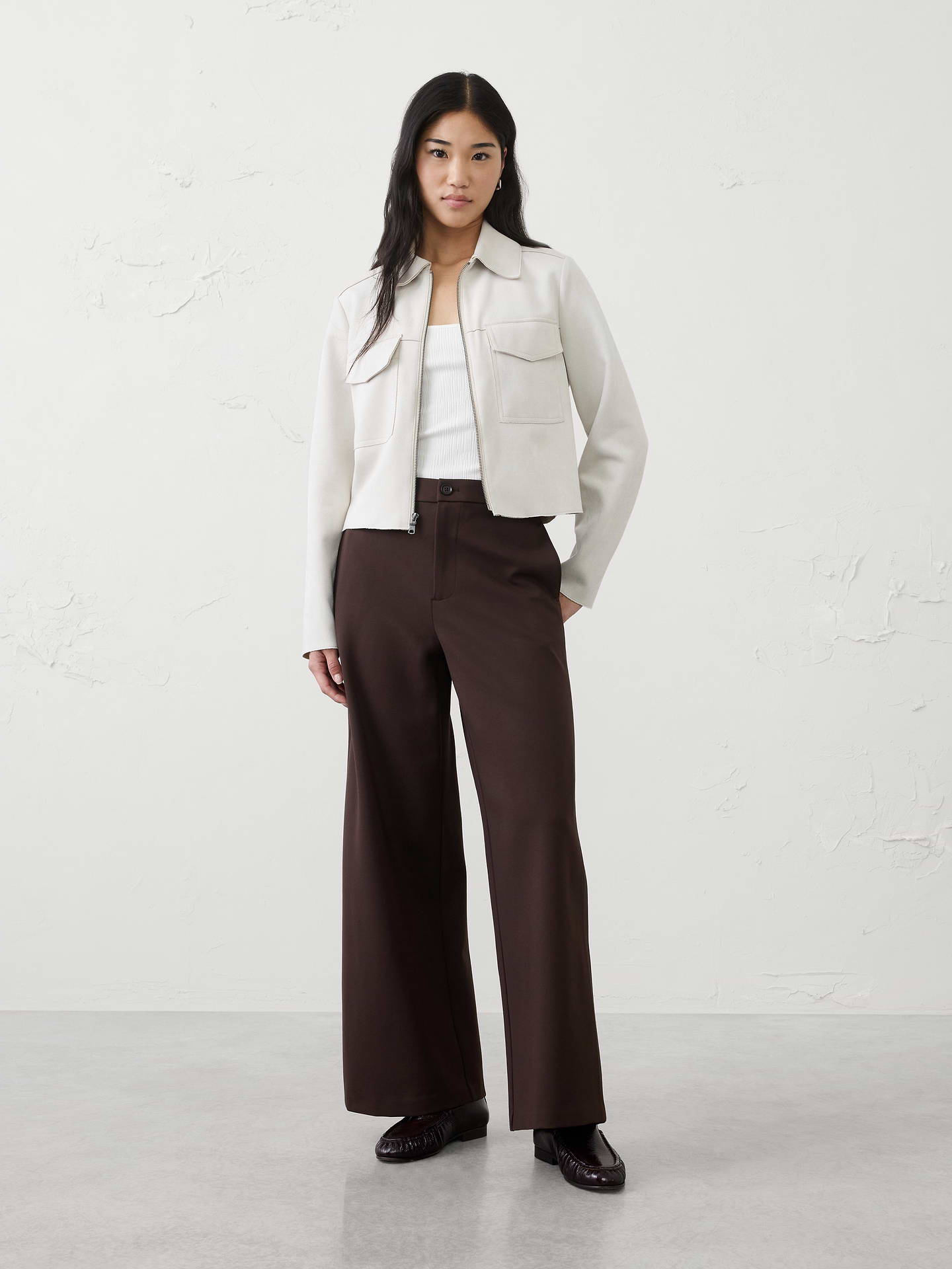 Image number 1 showing, Wide-Leg High-Rise Ponte Pant