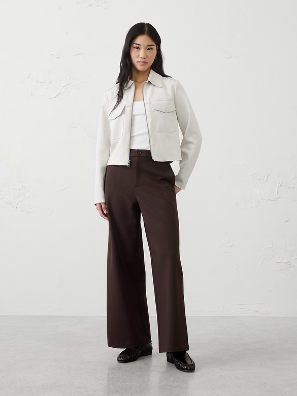 Wide-Leg High-Rise Ponte Pant