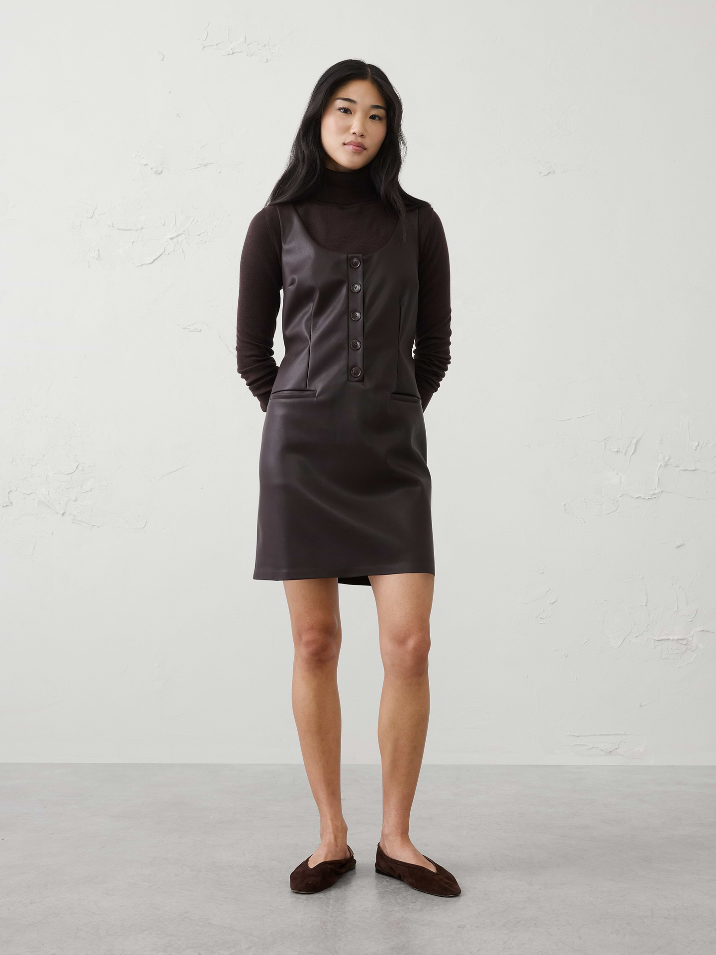 Image number 1 showing, Vegan Leather Layering Mini Dress