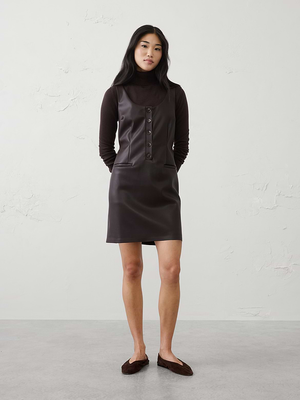 Vegan Leather Layering Mini Dress