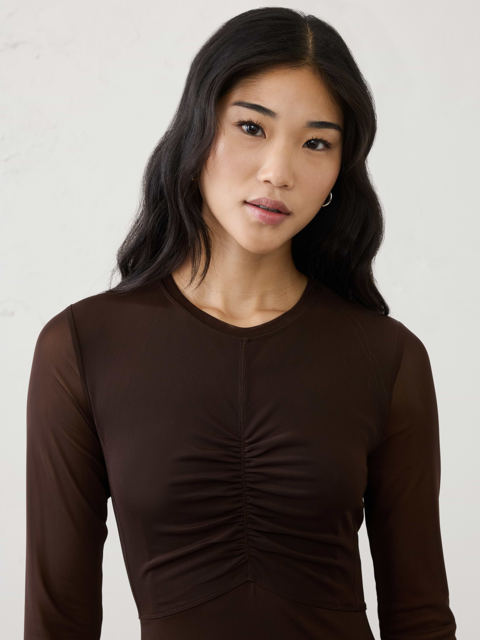 Image number 3 showing, Mesh Ruched Bodice Maxi Dress