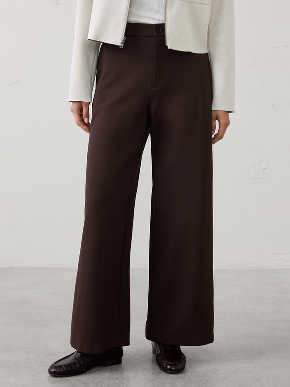 Wide-Leg High-Rise Ponte Pant
