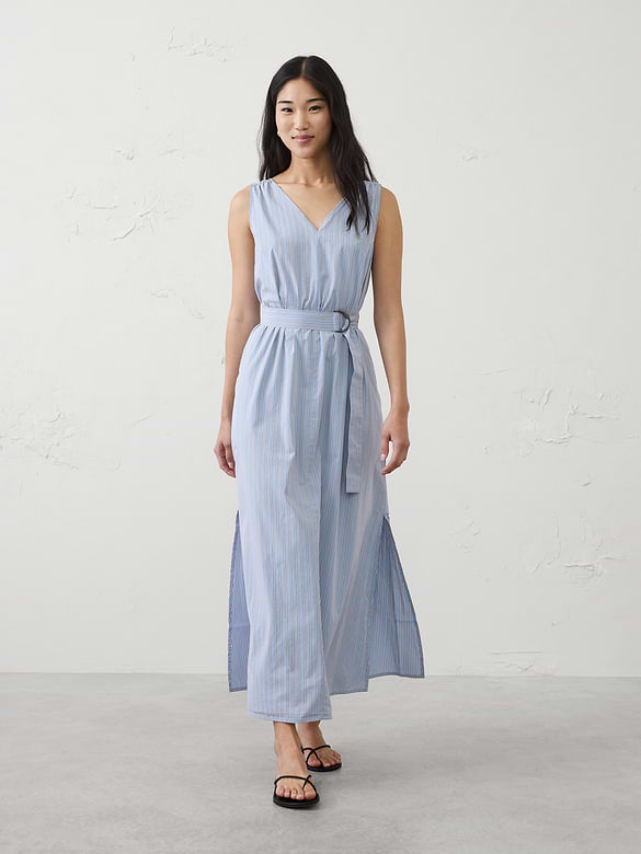 Poplin Belted Maxi Dress